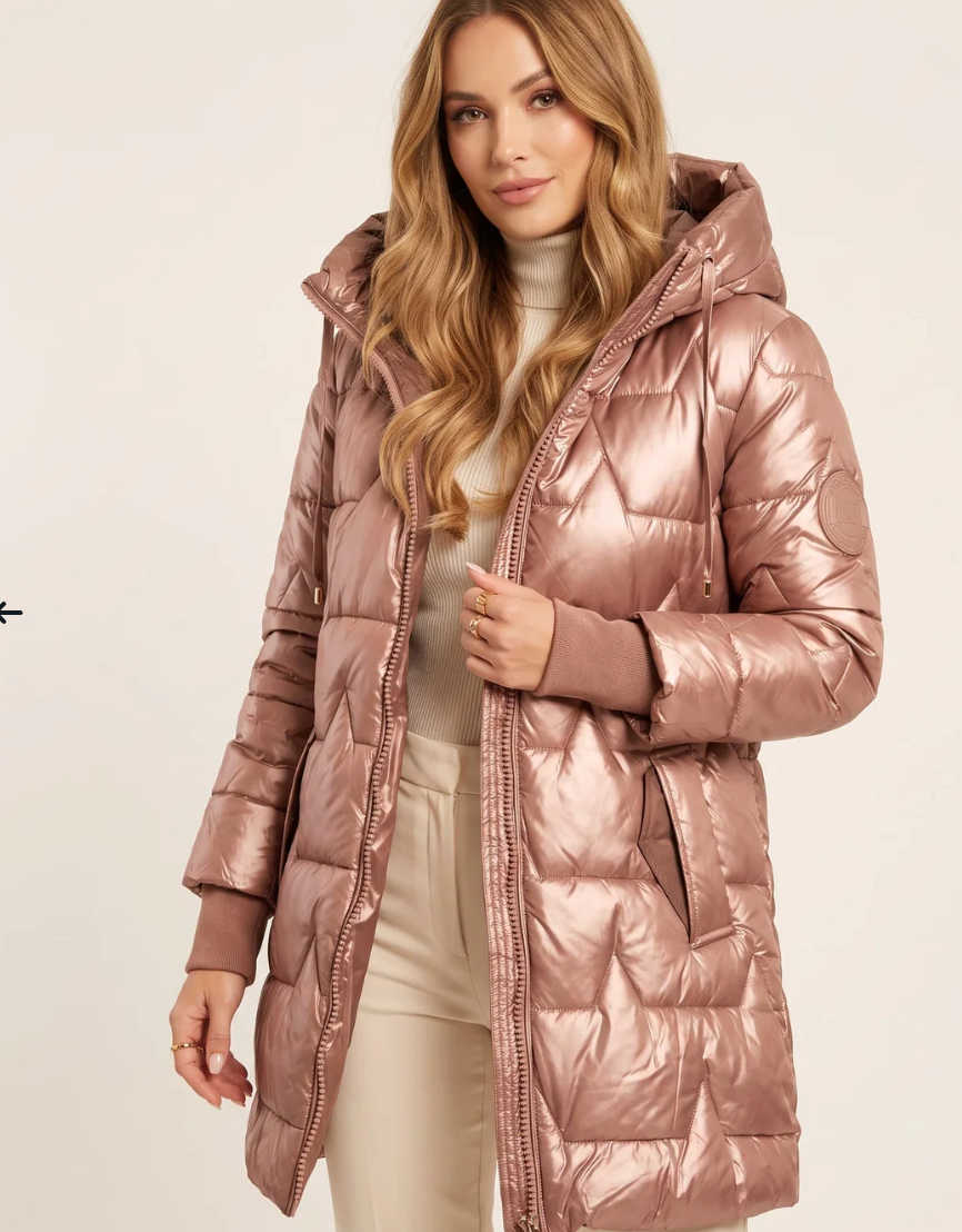 Parka Larga Acolchada con Capucha