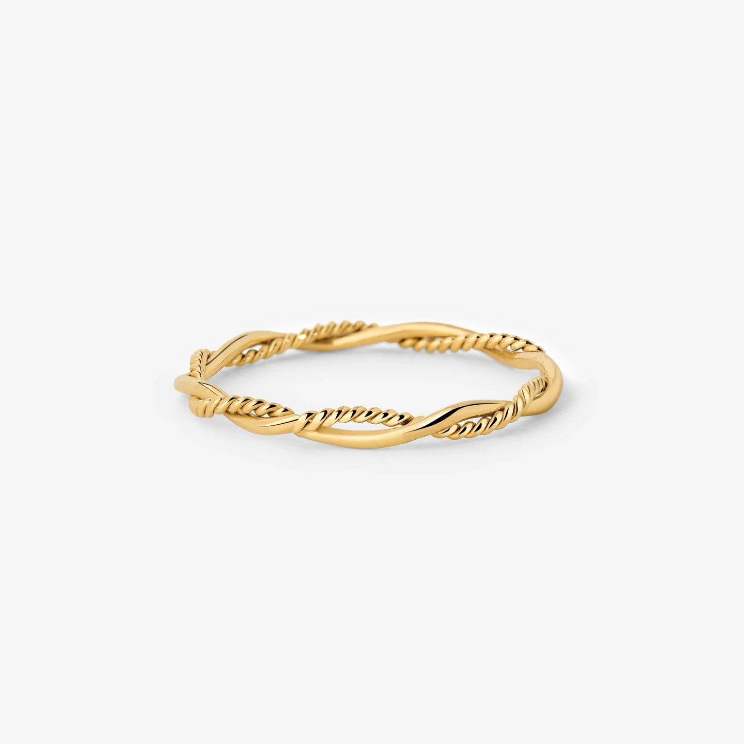 Anillo dorado con forma espiral rizada