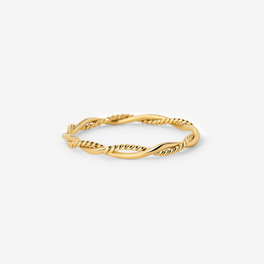 Anillo dorado con forma espiral rizada